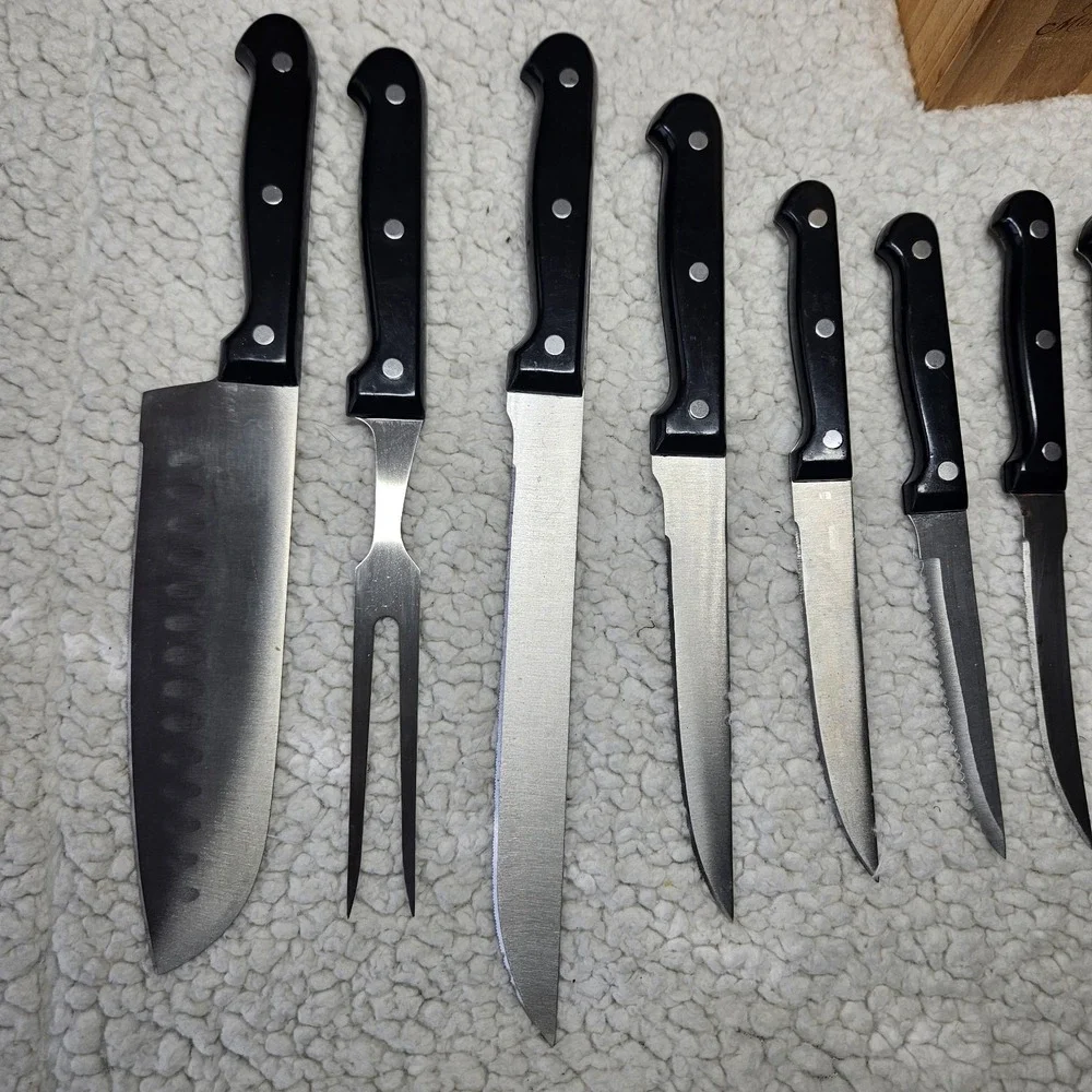 Master Chef Duracut 12 Pc Knife Block Set Santoku Stainless Steel Cooking Sharp